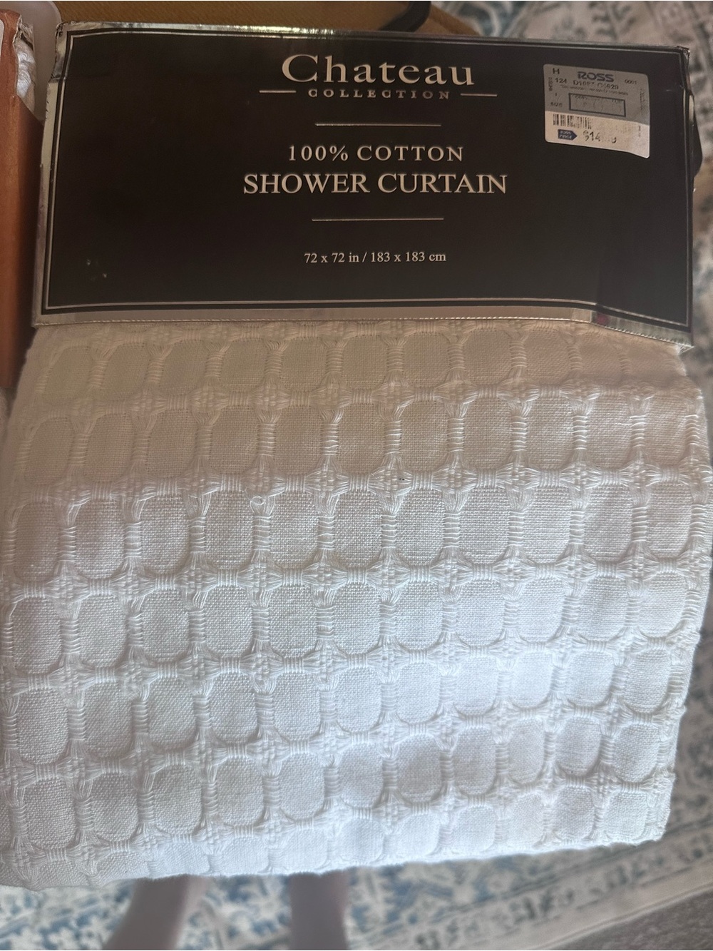 Chateau White Textured Cotton Shower Curtain